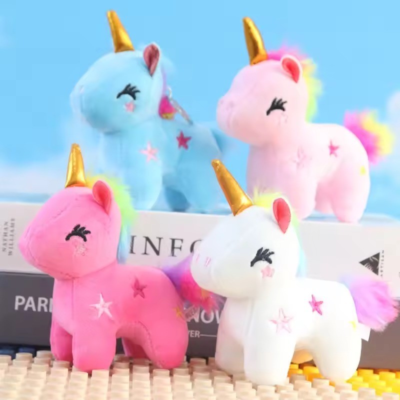 Kiara 1 pcs Boneka Unicorn Kartun Gantungan Kunci Unicorn Plush Boneka Lembut Populer Hewan Kuda Mai