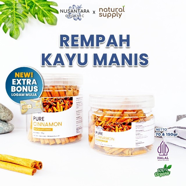Nusantara Organik Kayu Manis Batang Cinnamon Stick Rempah Rimpang Organik Alami Bumbu Masak Dapur Na