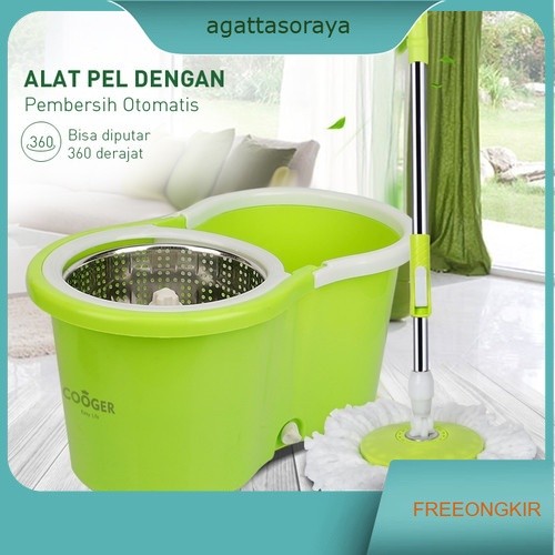 PEL MOP LANTAI PUTAR 360 DERAJAT STAINLES DENGAN ROL PRAKTIS KAIN PEL PUTAR SPIN MOP 6L BUCKET ULTRA