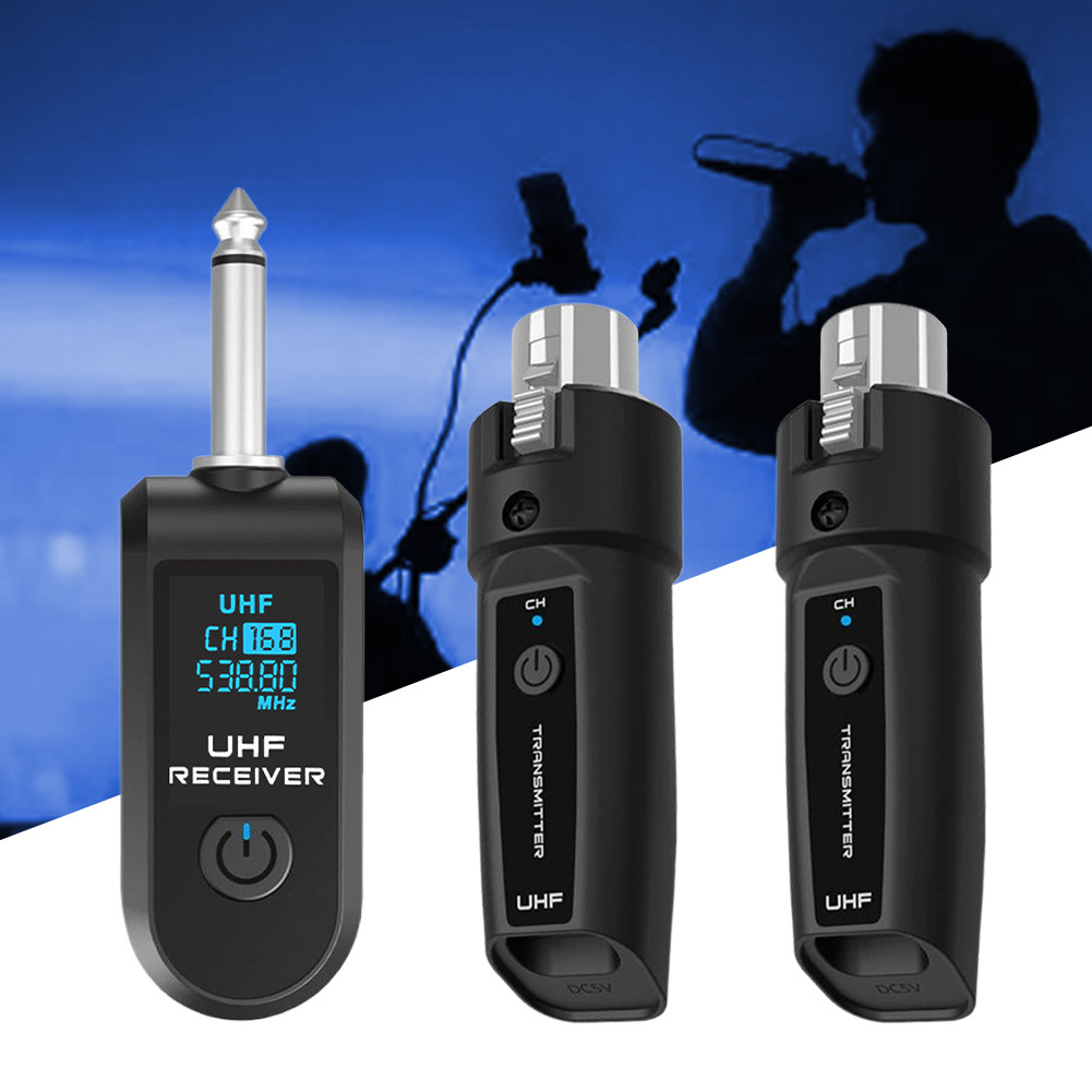 Sistem Mikrofon Nirkabel UHF XLR Adapter Transmitter Receiver untuk Mixer Audio Gitar