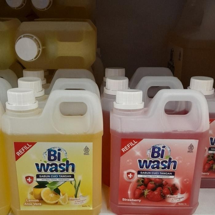 Bi Wash Hand Soap Sabun Cuci Tangan Varian Lemon / Strawberry 1L