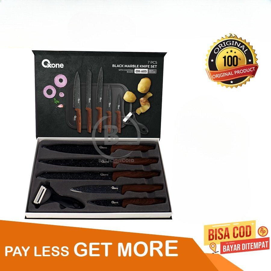 Oxone OX-605 Pisau Dapur Black Marble Knife Set / Pisau Set Dapur OXONE OX605 / Oxone Pisau Dapur OX