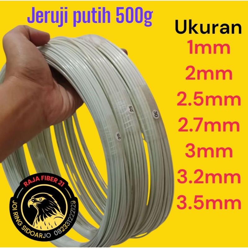 Jeruji ruji fiber putih 1mm 2mm 2.5mm 2.7mm 3mm 3.2mm 3.5mm berat 500g 2mm 2.5mm 3mm