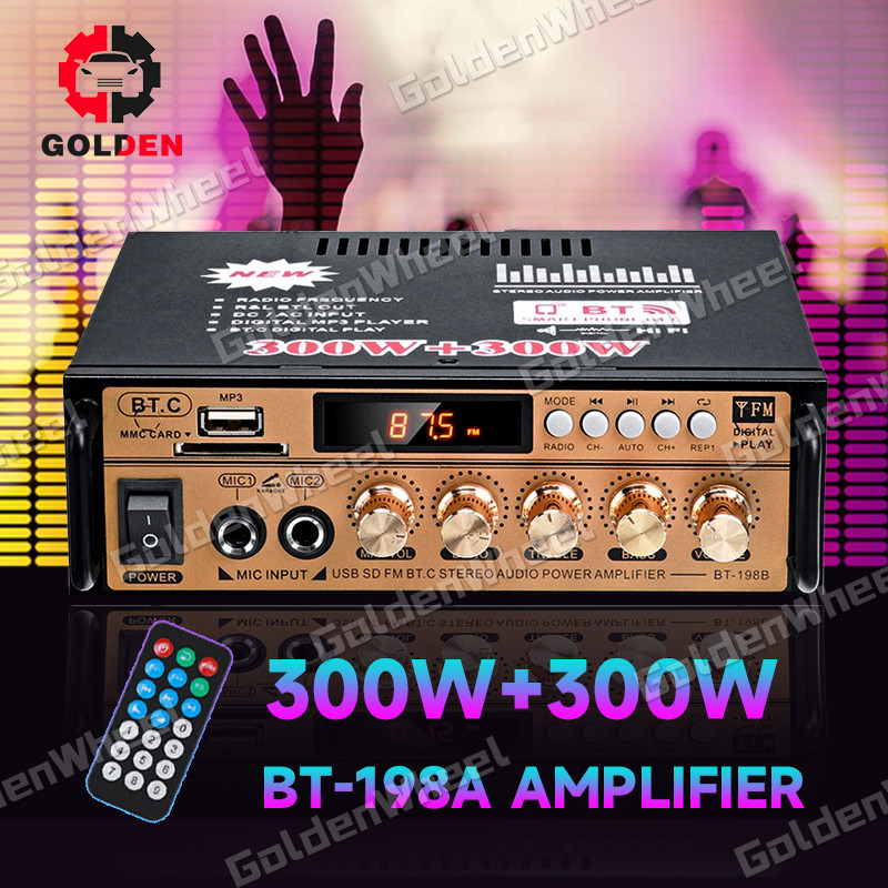 600W Power Amplifier Wireless Karaoke Fleco Bt-198a/199a Amplifier Audio Stereo 2 Channel Bluetooth 