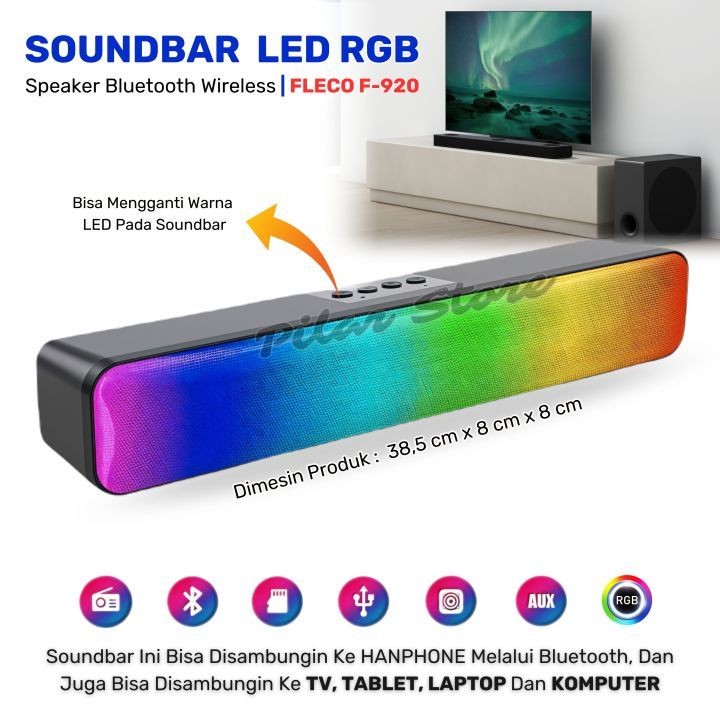 FLECO FLECO F-920 Bluetooth Speaker Bass RGB LED soundbar Speaker Bluetooth Bass RGB FLECO F-920