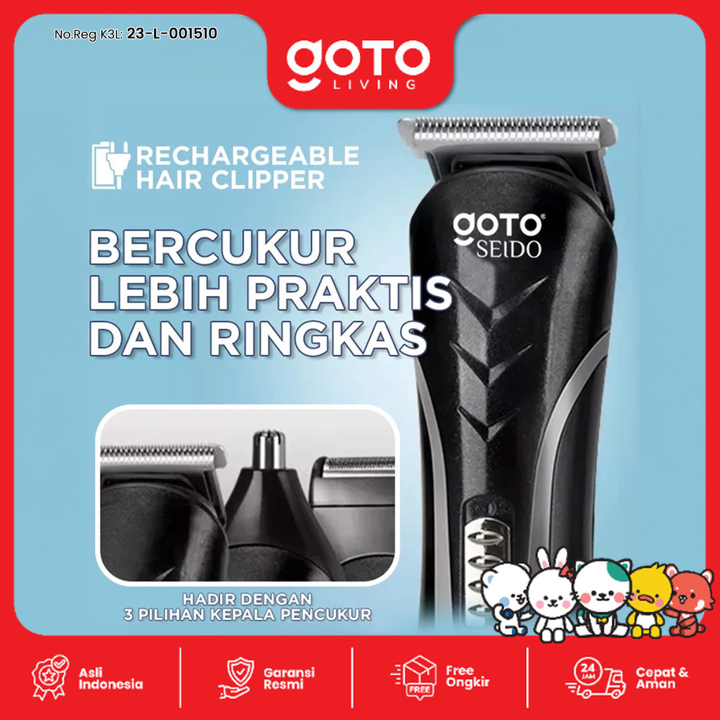Goto Seido Hair Clipper Alat Cukur Rambut Elektrik Set Rechargeable