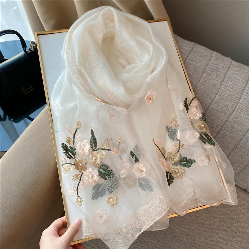 Begonia Silk Wool Blended Mulberry Silk Scarf