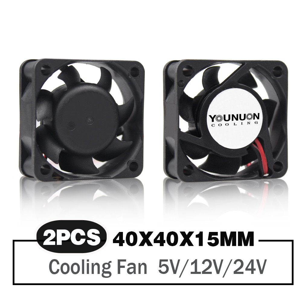 2 Pieces 40X40X15mm 40mm 4cm Cooling Fan DC 5V/12V/24V Sleeve Bearing Cooling Cooler Fans