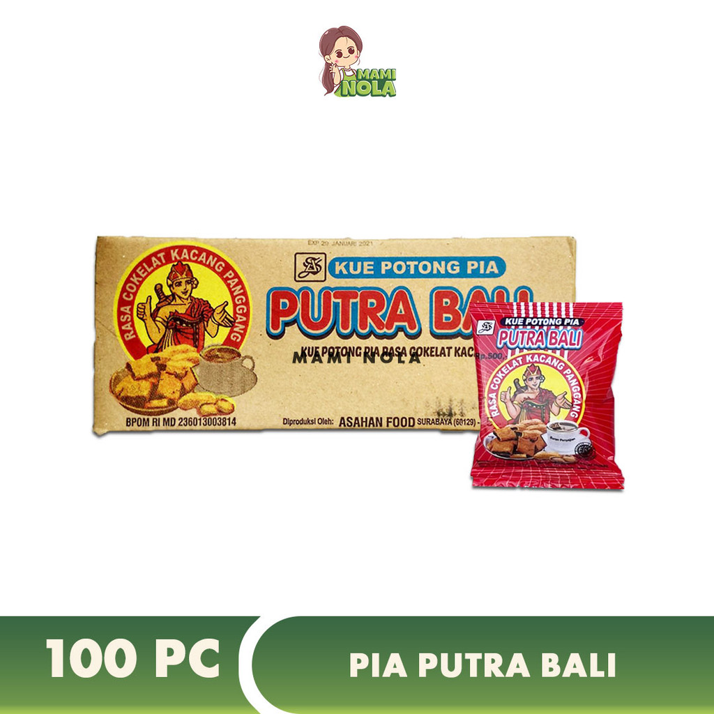 [1 DUS] Kue Potong Pia Putra Bali Coklat dan Kacang Hijau isi 100 pcs