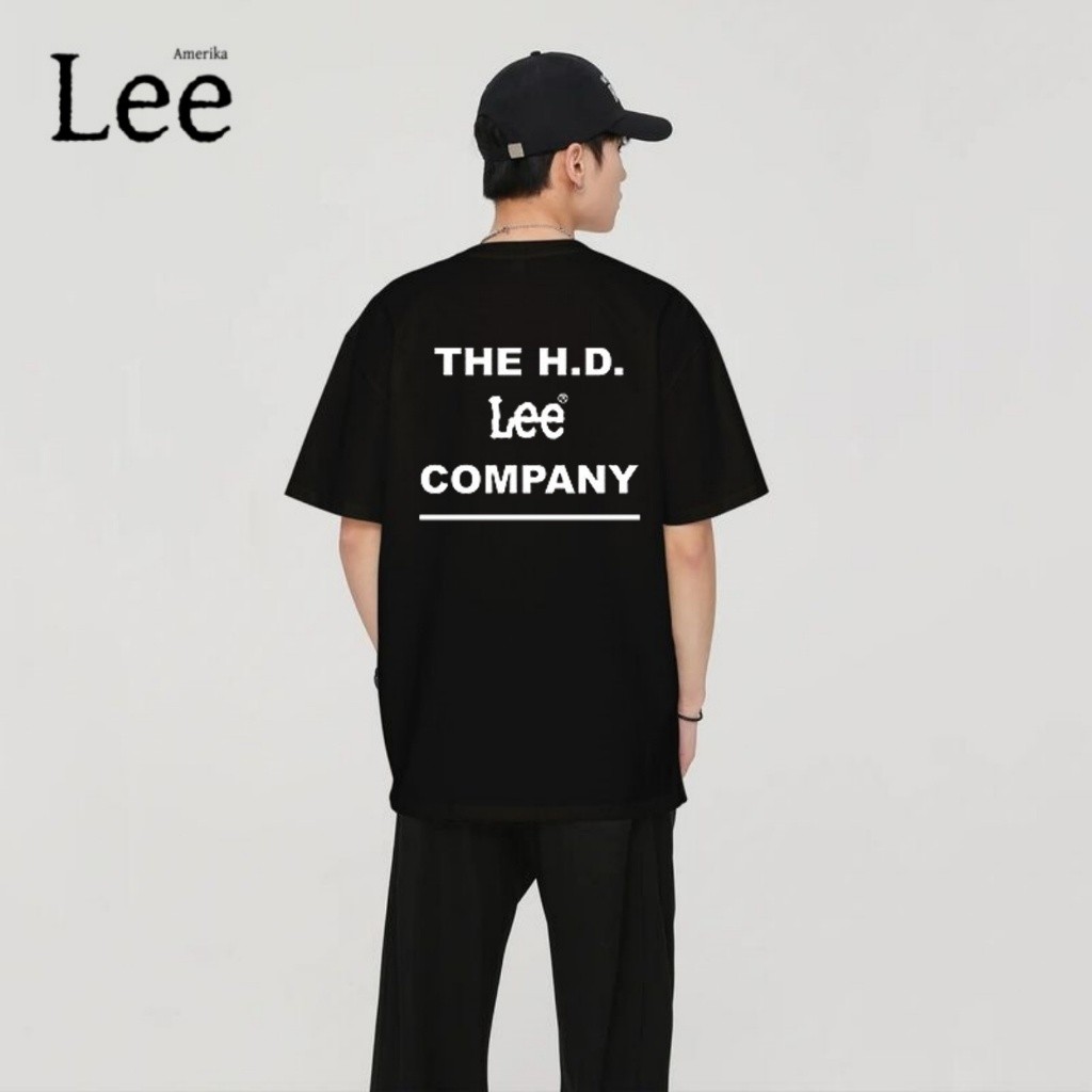 LEE Kaos Lee Hitam Pria - Desain THE H.D. Lee COMPANY di Belakang