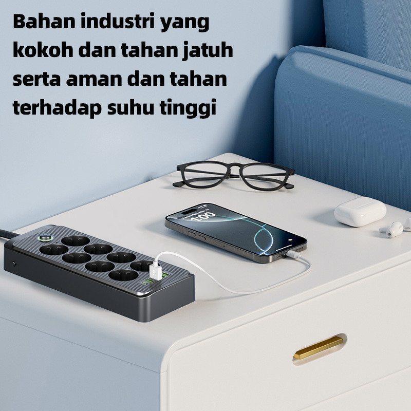 CodStop Kontak Berganda Charger Stop Kontak Usb Charger Elektrik Pengisian Daya Nirkabel Type C