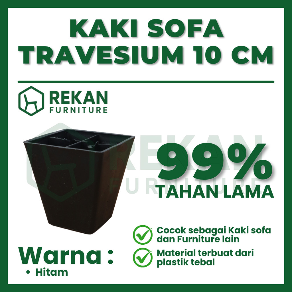 Kaki Sofa Plastik Trapesium Piramida Tinggi 10 cm – Kaki Sofa & Lemari Kabinet Furniture