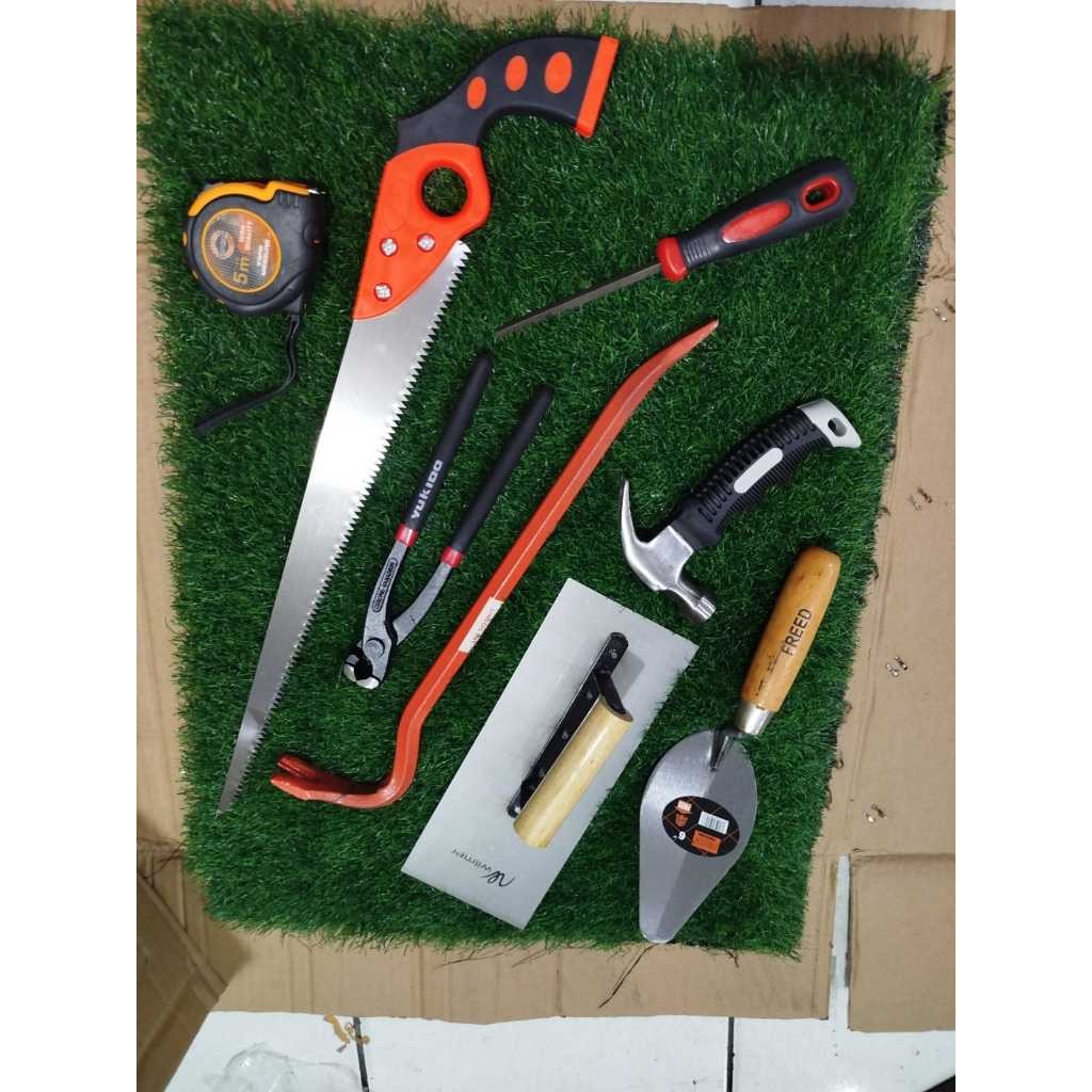PAKET TUKANG -Gergaji kayu baja asli siap pakai -Palu kambing -Linggis mini -Meteran viper