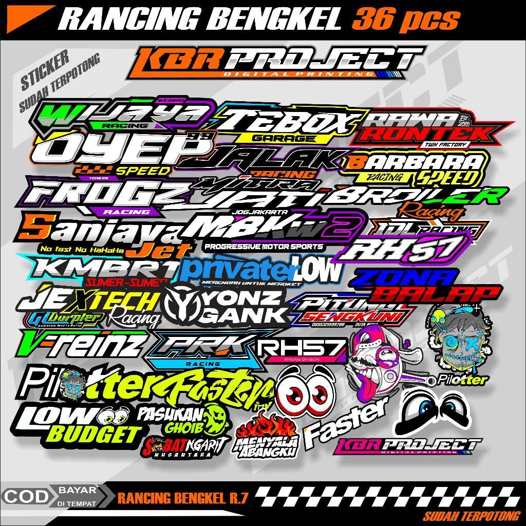 Sticker Racing Bengkel Sticker Pack Sticker Sponsor Racing Motor Sudah Terpotong