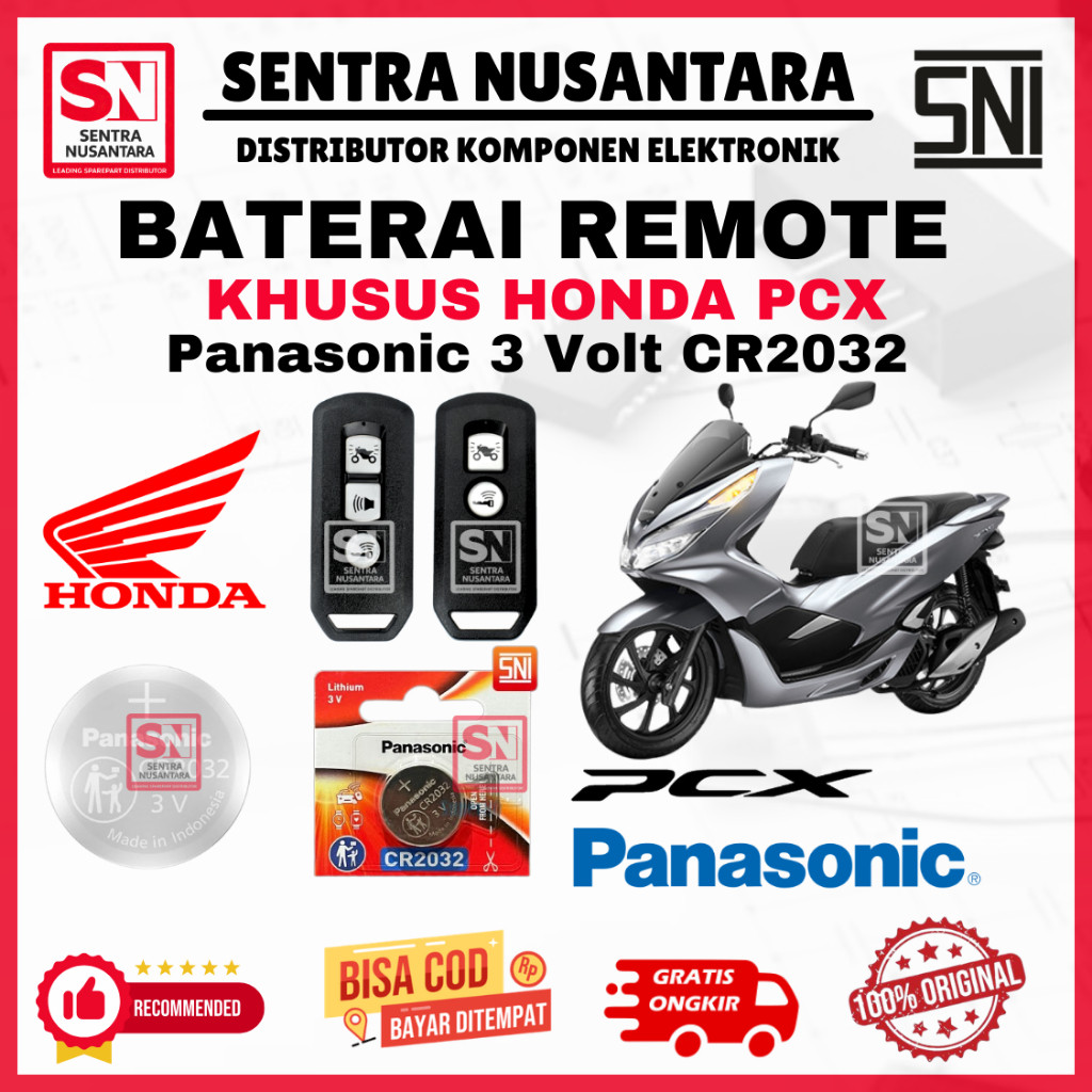 BATERAI REMOTE HONDA PCX ORIGINAL PANASONIC CR2032 | BATTERY PCX HONDA KUALITAS BAGUS | BATERAI KUNC