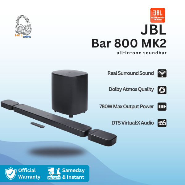 JBL Bar 800 MK2 7.1 Channel Soundbar Speakers Dolby Atmos  DTS Virtual
