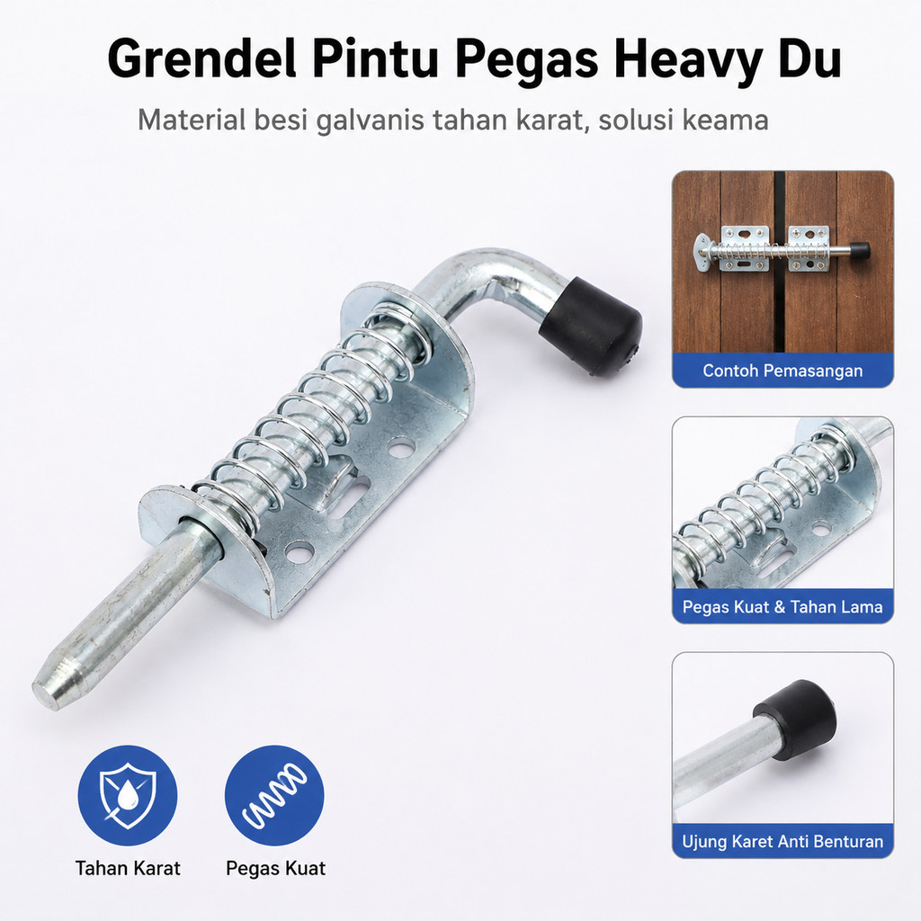Engsel Kait Pintu Pegas Bahan Stainless Steel Baja Tahan Karat Kuat Tahan Aus Tahan Lama Dilengkapi 