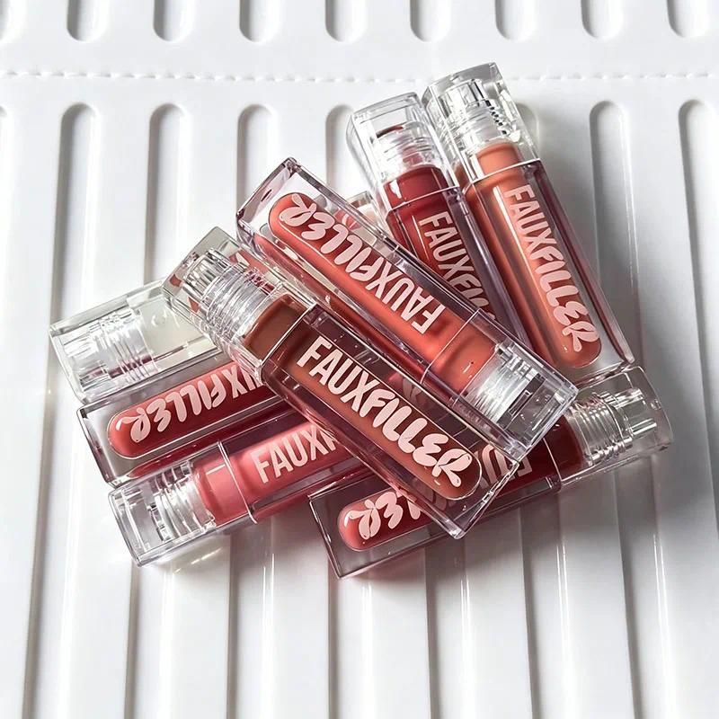 Riasan Fashion Kecantikan Blush Filter Soft Glow Liquid Blush Lip Gloss Mengkilap Lipstik Cotton Can