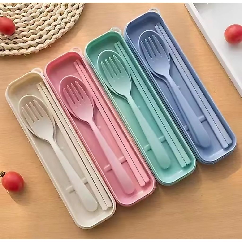 A1 Sendok Makan Jerami Sendok Garpu Sumpit Set Box Sendok Traveling Sendok Box Sendok