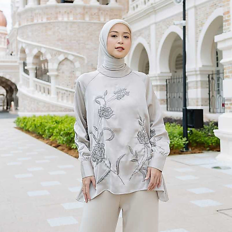 Adeola Scarf - Opaline Series Blouse - Blouse Wanita - Etaupe