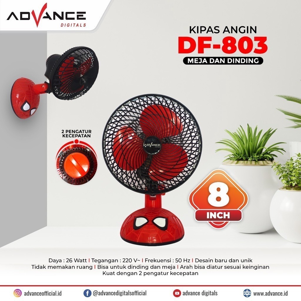 Kipas angin duduk dan gantung DF803 Spiderman