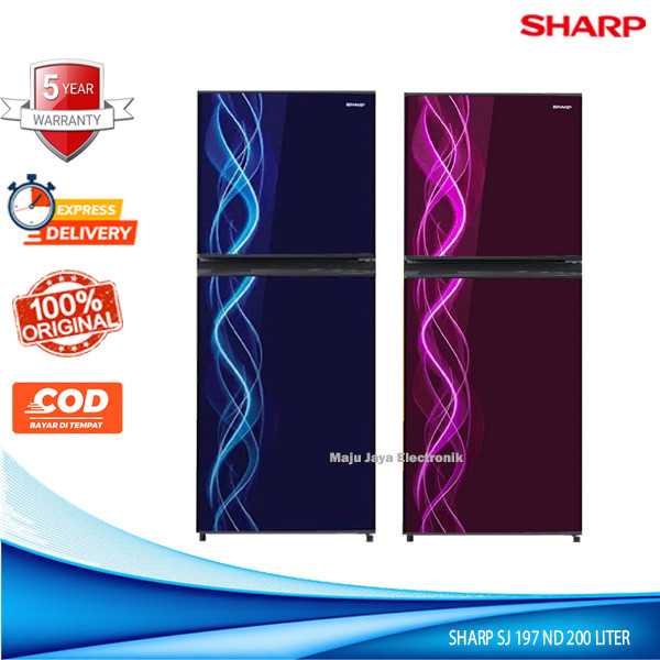 SG Kulkas 2 Pintu SHARP Sj 197 ND VP/VB Kirey 3 Tanpa Bunga Es Low Watt Tanpa Bunga Es