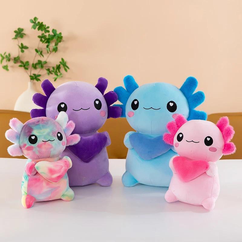 New Model of Axolotl Plush Toy in Four Colors,  Hexagonal nosaur Toy, Soft Axolotl for Couples
