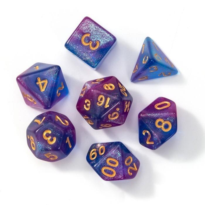 7 buah/set Dadu Polyhedral Bentuk Multi Sisi Dadu Transparan RPG DND - Ungu