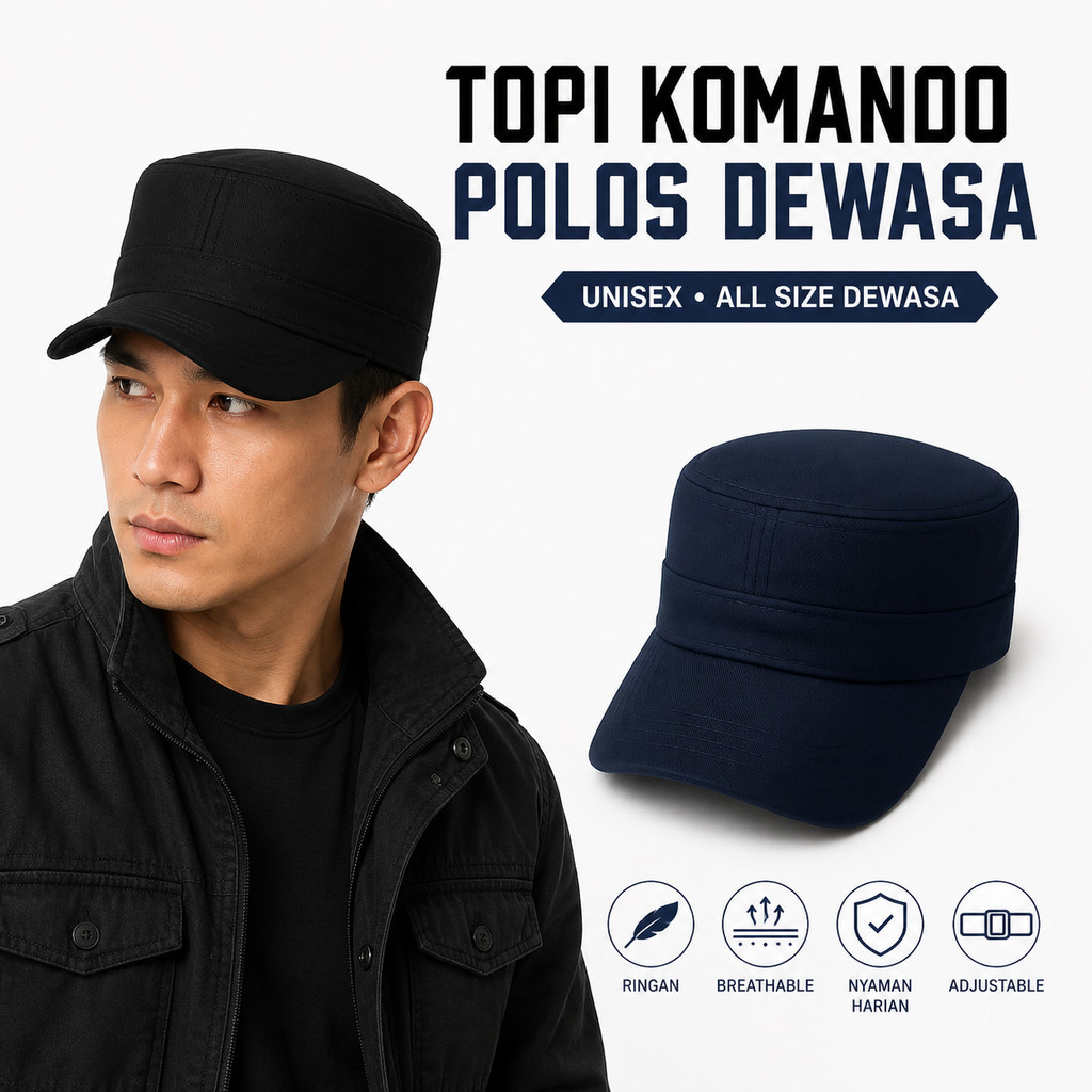 KOMANDO POLOS Army Topi Komando Polos Model Army Pria Bahan Katun Kombinasi Pilihan Warna | Topi Arm
