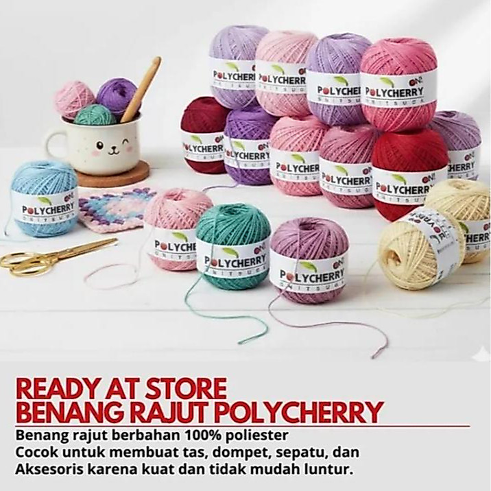 BENANG RAJUT POLYCHERRY / BENANG RAJUT BAHAN POLYESTER / BENANG RAJUT POLYCHERRY / BENANG UNTUK MERA