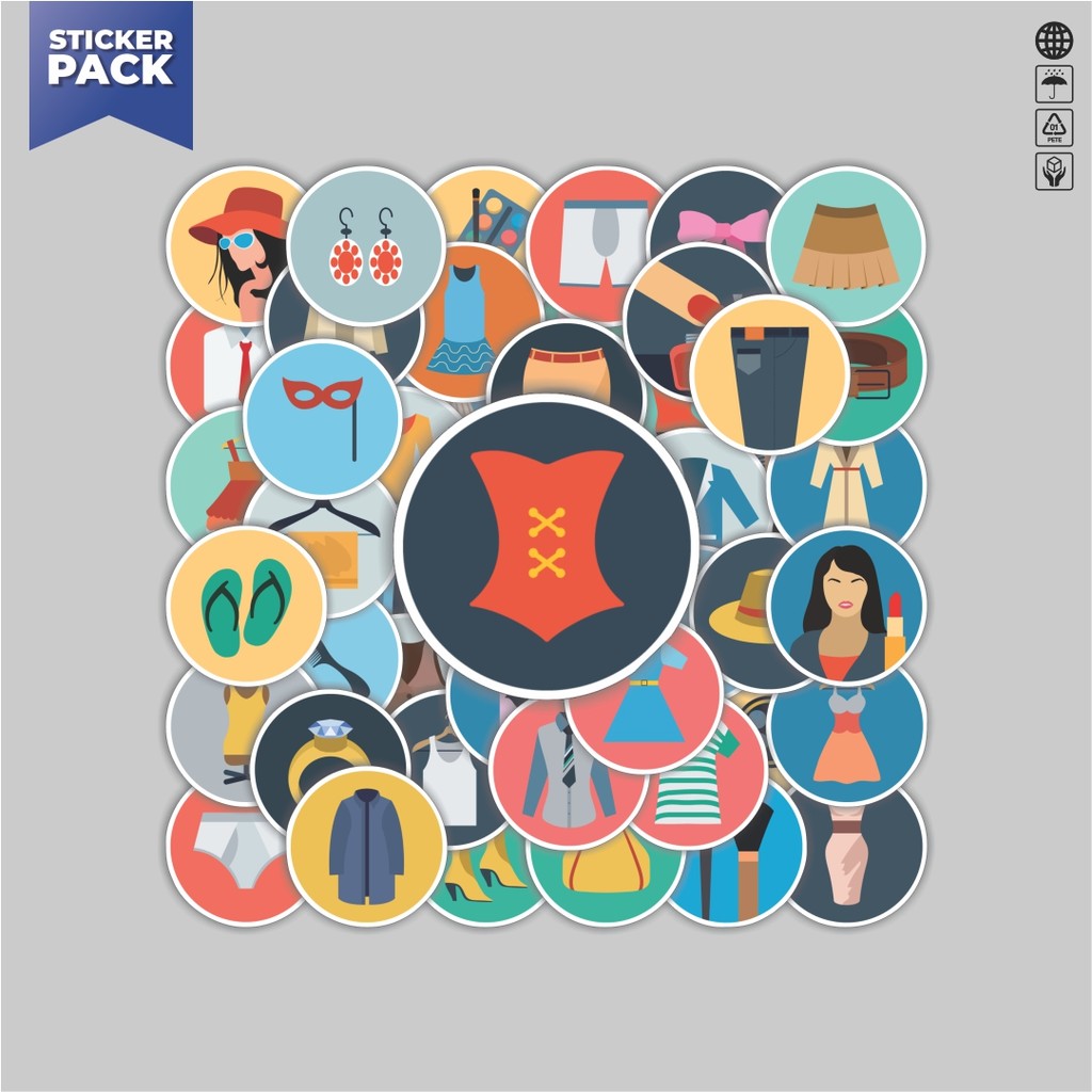 

[100PCS]Stiker Pack Stiker Ikon Datar Fashion Baju dan Sepatu SAesthetic Vinyl Anti Air Dekorasi Sticker Laptop Buku Journal Koper Helm Casing HP Gitar Helm Skateboard