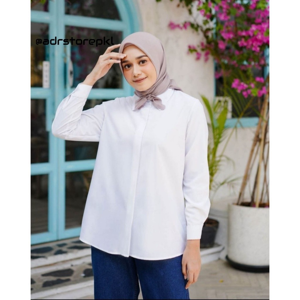 KEMEJA KERJA WANITA / KEMEJA PUTIH FORMAL WANITA / KEMEJA POLOS PUTIH Formal, Baju Kantor, Baju Pabr