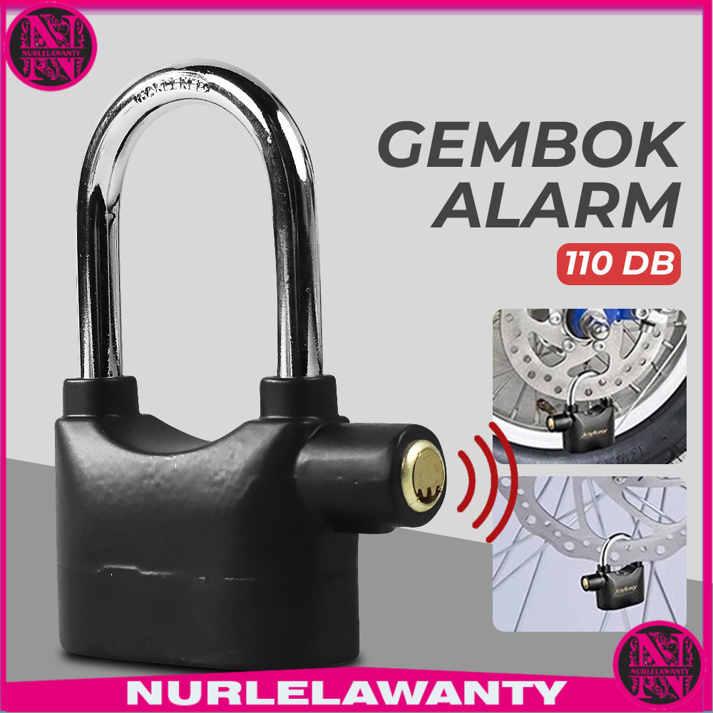 

- Kinbar Gembok Sepeda Motor Padlock Alarm Corrosion Resistant 110dB - 110 -