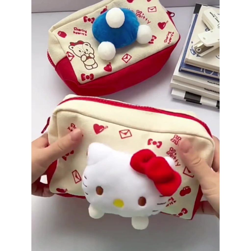 

Tempat Pensil Pouch Bag Kotak Pensil Boneka HELLO KITTY PEEK-A-BOO! Tempat Penyimpanan Lucu & Imut Craftycharm