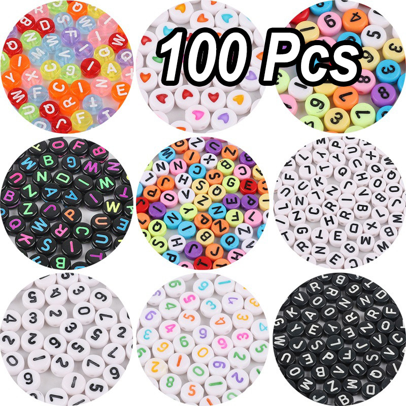 

Flat Round Letters Alphabet Beads Multicolor Loose Beads Acrylic Beads Mix for Jewelry Making, DIY, Bracelet Wholesale