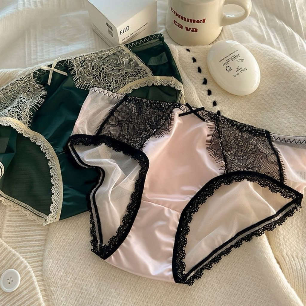 Celana Dalam Wanita Satin Premium Renda Cantik Elegan Import DL16