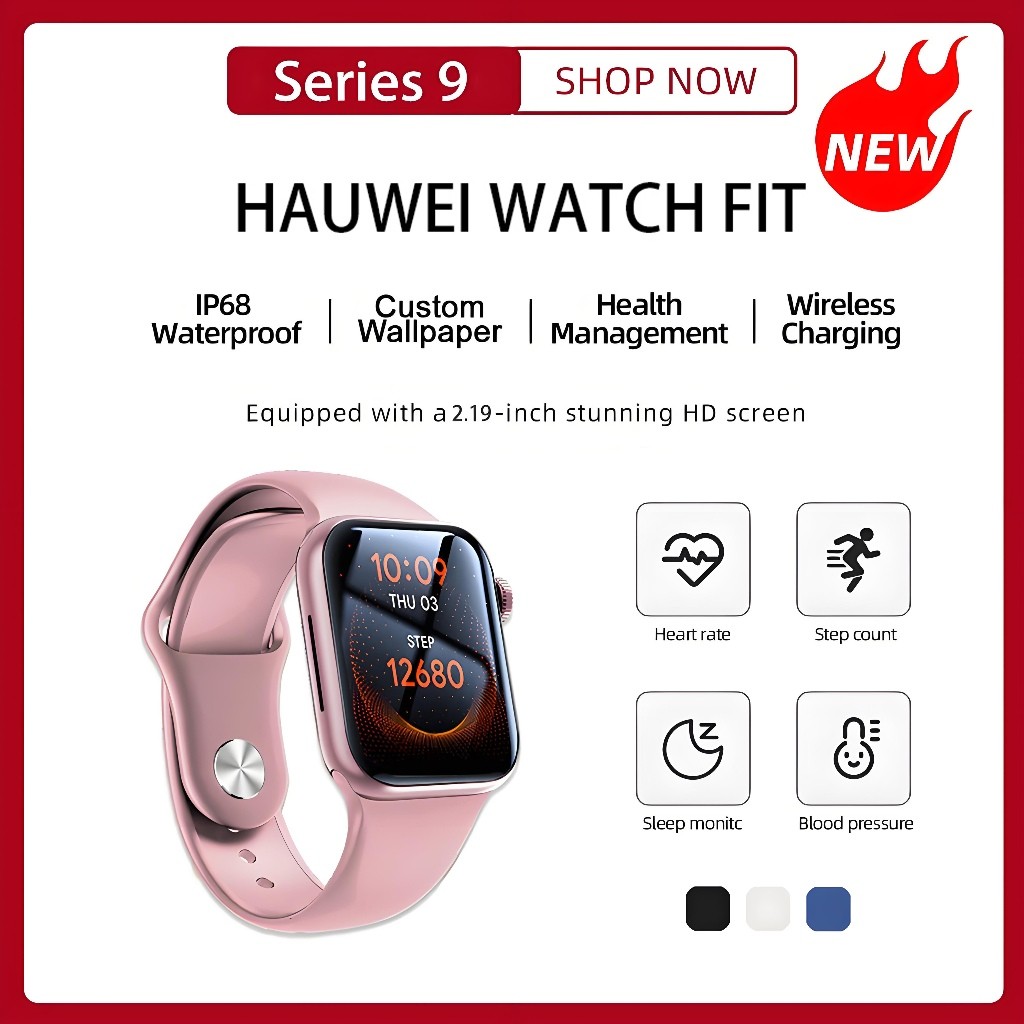 

【100% Original】ASLI Smartwatch Watch 9 Jam Pintar Olahraga Bluetooth Smart Watch Pintar Wanita Tahan Air Jam Tangan Pintar IP68 Monitor Monitor Detak Jantung
