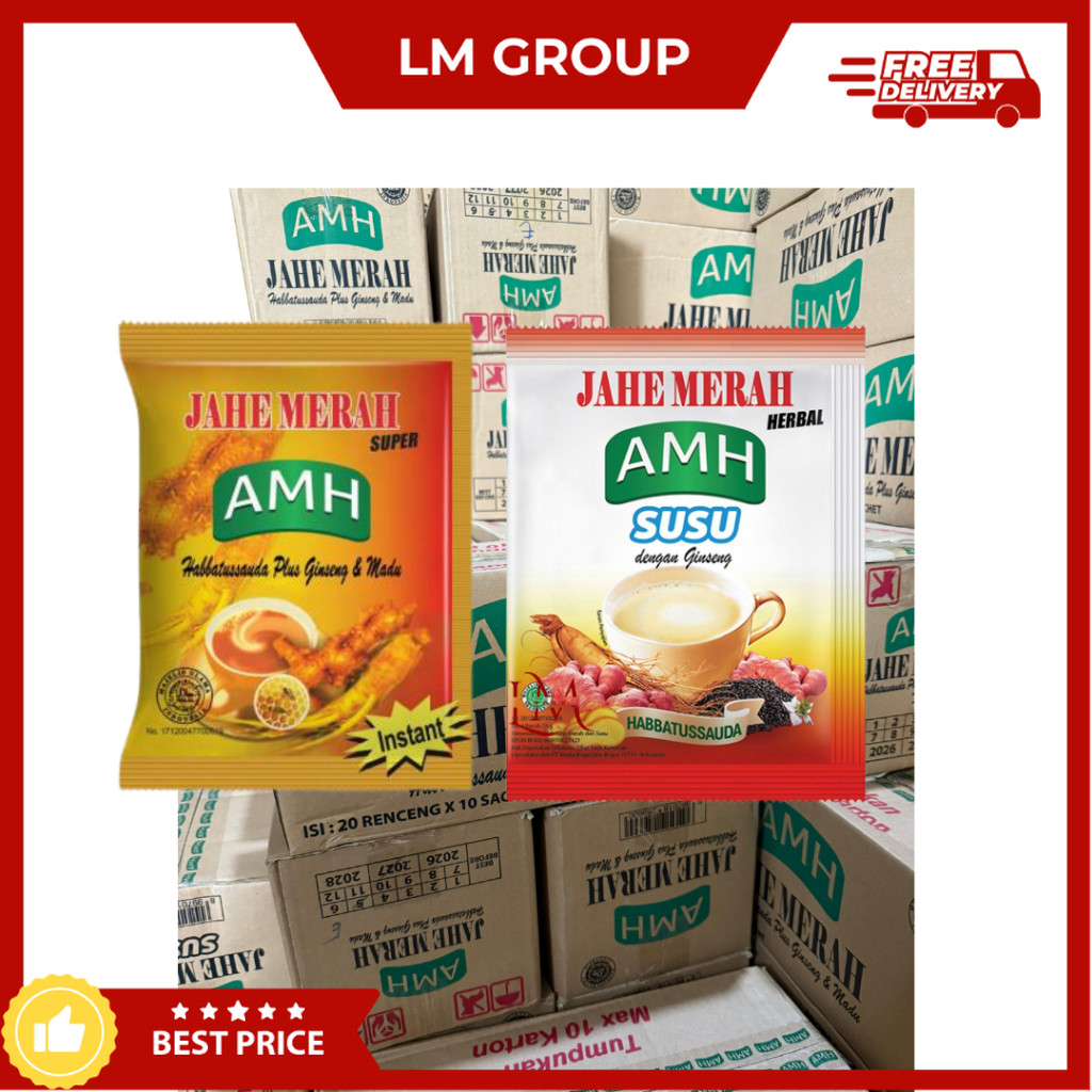 

[10 RENCENG] AMH Jahe Merah/Susu Jahe Minuman Bubuk 1 Renceng isi 10 pcs LM Snack Grosir