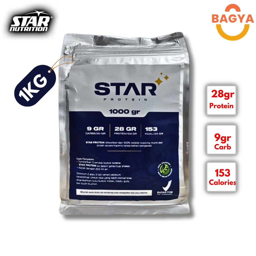 STAR PROTEIN Whey Protein Bubuk Kedelai murni Susu Suplemen  Fitnes 1000 Gram