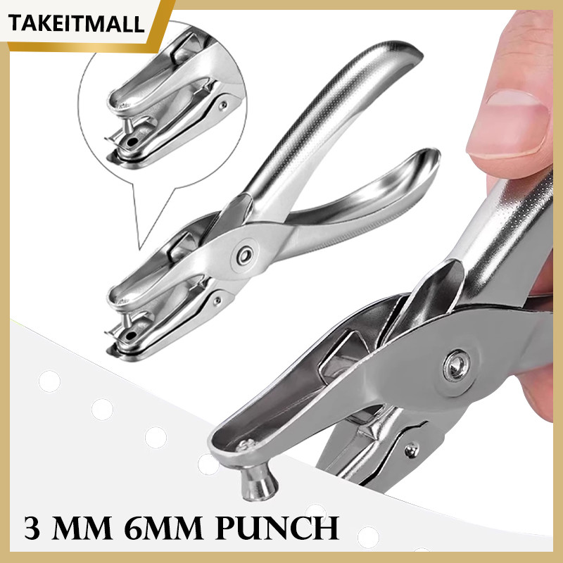 

3MM/6MM PUNCH/PERFORATOR/ One Hole Tag Punch / Ticket Puncher Circle Metal Single Hand Held Hole PunchAlat
