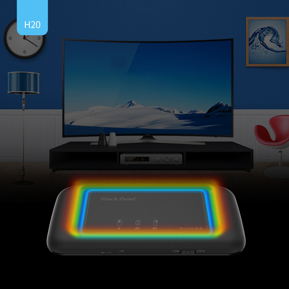 H20 Mini Full Touch Screen 2.4GHz Air Mouse Touchpad Backlight Wireless Keyboard IR Leaning Remote C