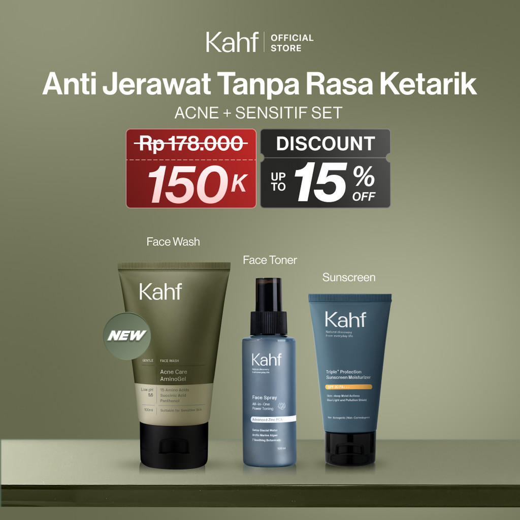 [KAHF BUNDLE 3IN1 PAKET PERAWATAN WAJAH : SKINCARE UNTUK KULIT BERJERAWAT & BERMINYAK] Paket Anti Je