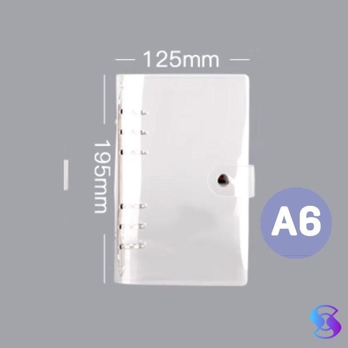 

A7/A6 /A5 Buku binder /Spiral Notebook PVC Binder Cover Planner 6-Ring Loose-Leaf Folder-Rabbit Stationery - A6-transparan