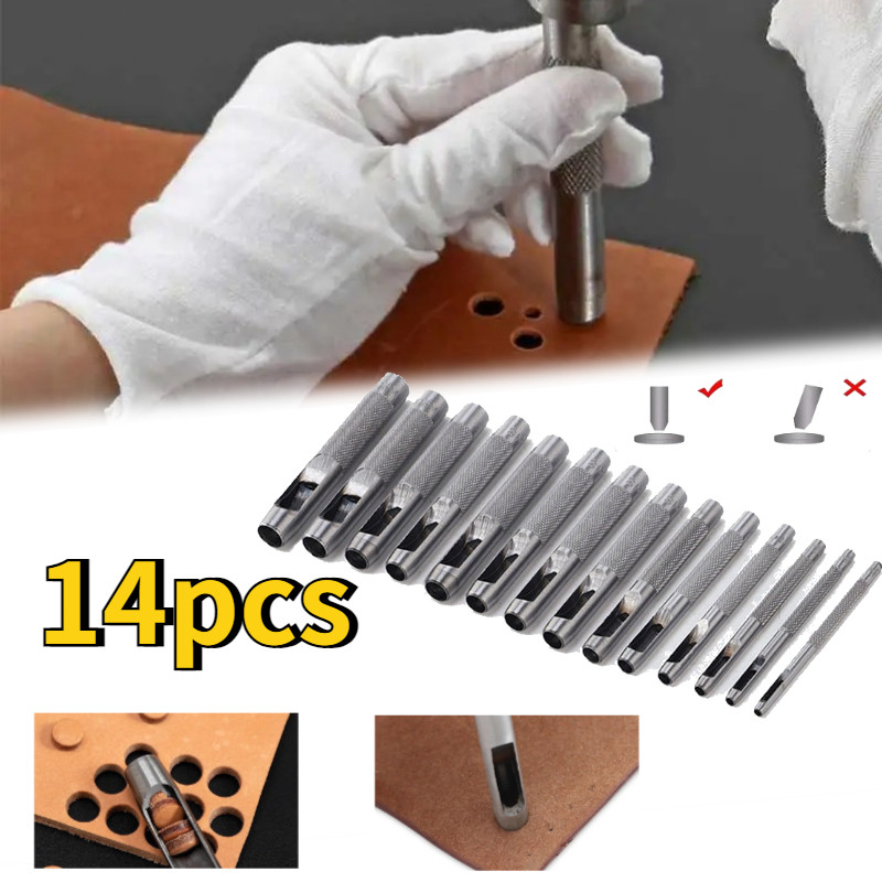 

14Pcs PELUBANG PEMBOLONG SABUK KERAJINAN KULIT PLONG KULIT HOLLOW PUNCH