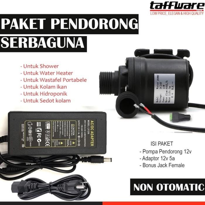 Paket Pompa DC Serbaguna untuk pendorong Water Heater + Adaptor 12volt