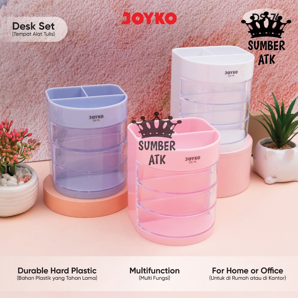 

Desk Set JOYKO Pen Holder Tempat Alat Tulis DS-74 Blue Pink White