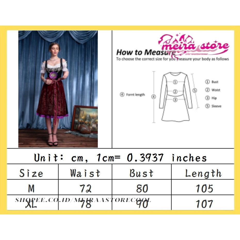 Women Oktoberfest Costume German Bavarian Dirndl Dress