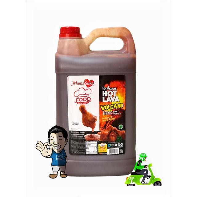 

PROMO! MamaSuka Saus Sambal Pedas Delisaos Hot Lava Volcano-Chili 6.2 Kg KHUSUS OJOL