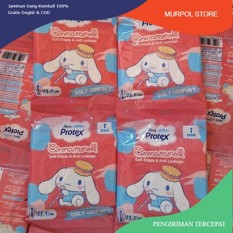 Lebih Murah 5 Renteng isi 50 Pad Hers Protex Cinnamoroll Pembalut Wanita Kemasan Renteng