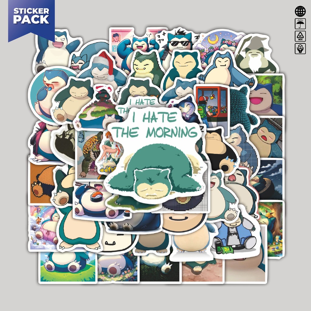 

[100PCS]Stiker Pack Stiker Kartun Snorlax V3 Aesthetic Vinyl Anti Air Dekorasi Sticker Laptop Buku Journal Koper Helm Casing HP Gitar Helm Skateboard